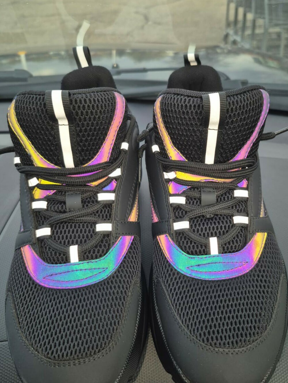 Black Athletic Sneakers with Iridescent Accent